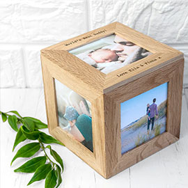 Oak Photo Cube Boxes