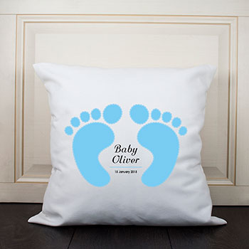 Baby Cushion Cover - Feet (Blue)