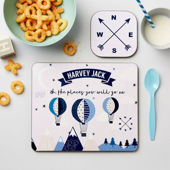 Personalised Children's Hot Air Balloon Placemat Set