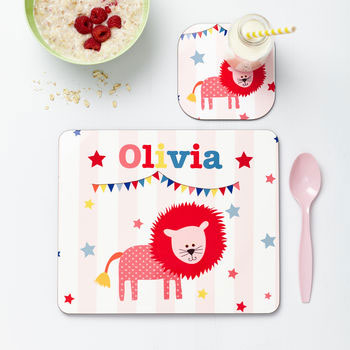 Personalised Children's Circus Lion Placemat Set