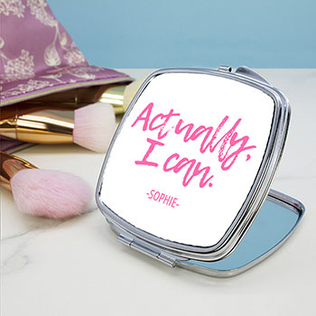 Actually I Can Handwritten Square Compact Mirror