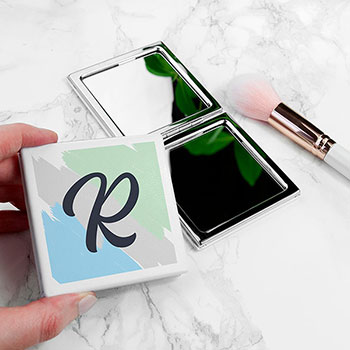 Personalised Brush Stroke Square Compact Mirror - Dusk