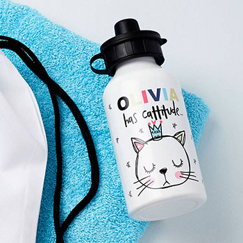 Personalised Cattitude Water Bottle
