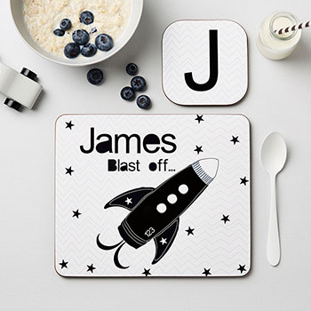 Personalised Children's Space Rocket Placemat Set