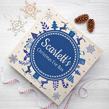 Personalised Christmas Eve Box With Snowflake Wreath