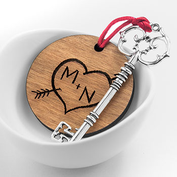 Personalised Couple's Carved Heart Initials Keepsake