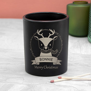 Personalised Cute Reindeer Candle Holder