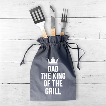 Personalised Dad is King Of The Grill BBQ Tools Set