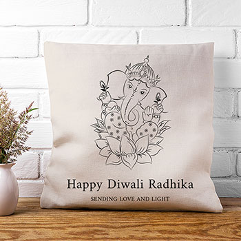 Personalised Diwali Ganesh Cushion Cover