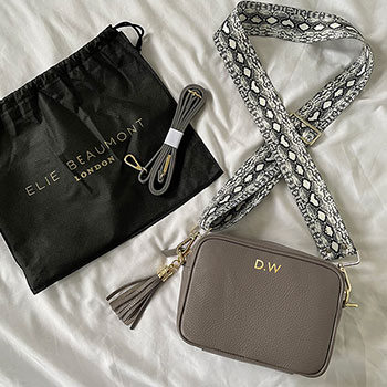 Personalised Elie Beaumont Grey Bag with Python Strap