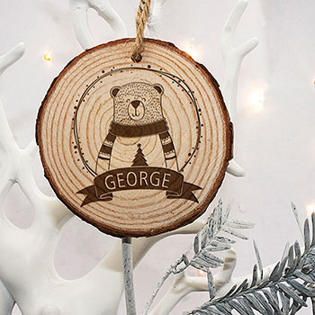 Personalised Engraved Polar Bear Christmas Tree Decoration