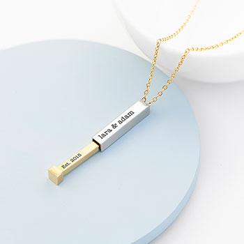 Personalised Gold and Silver Square Hidden Message Capsule Women's Necklace