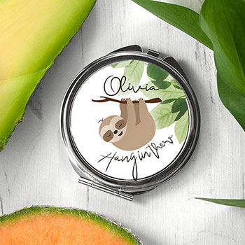 Personalised Hang In There Round Compact Mirror