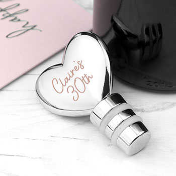 Personalised Heart Shaped Wine Bottle Stopper