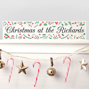 Personalised Holly Festive Christmas Mantle Decoration 