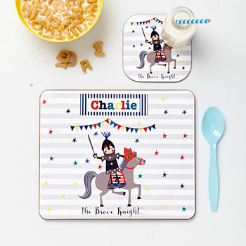 Personalised Kid's Brave Knight Placemat Set