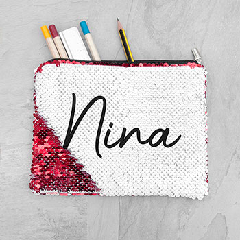 Personalised Kids Hidden Message Sequin Pencil Case - Red