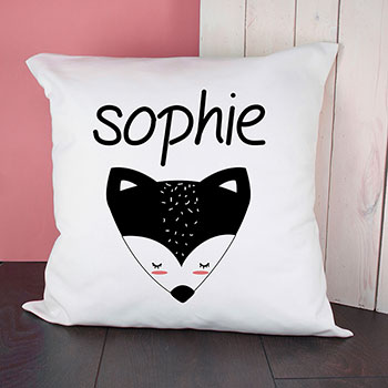 Personalised Little Fox Face Cushion Cover