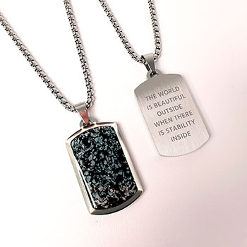 Personalised Men's Snowflake Obsidian Dog Tag Necklace