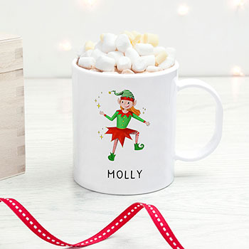 Personalised Playful Elf Christmas Polymer Mug