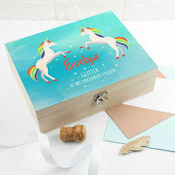 Personalised Rainbow Unicorn Accessories Box 