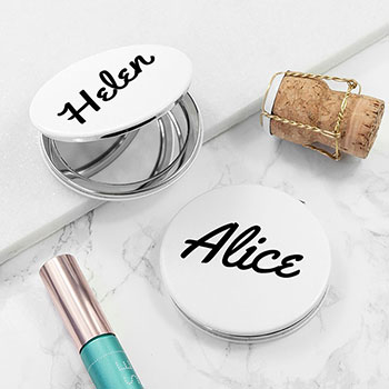 Personalised Round Compact Mirror