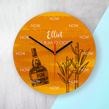 Personalised Rum O'Clock Glass Clock - Large