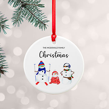 Personalised Snowman Family Christmas Ornament