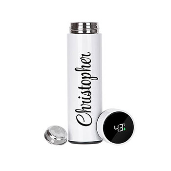 Personalised Thermos with Temperature Display in Black