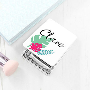 Personalised Tropical Rectangle Compact Mirror