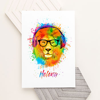 Personalised Watercolour Lion Wild Side Musical Print