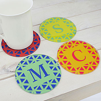 Set of Four Glass Coasters - Vibrant Design